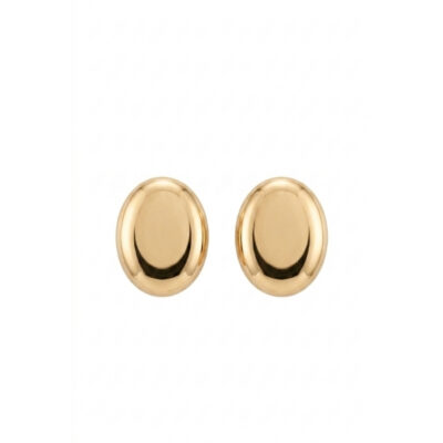 Aretes con botón ovalado en oro amarillo 18k