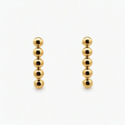 Aretes Trepadores de 5 bolitas oro amarillo 18k.