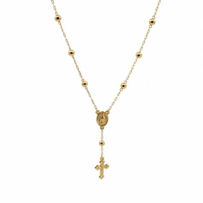 Collar rosario chico en oro amarillo 18k.