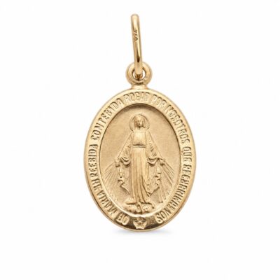 Dije de Medalla Milagrosa ovalada en oro amarillo 18k