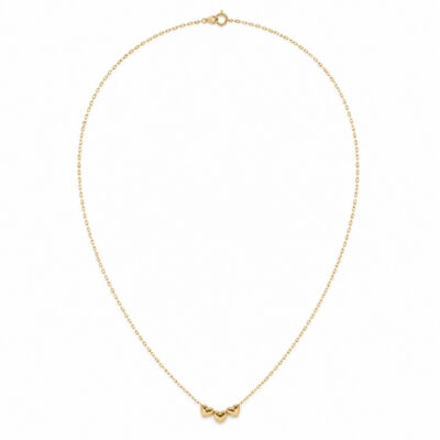 Collar dijes de corazón en oro amarillo 18k.