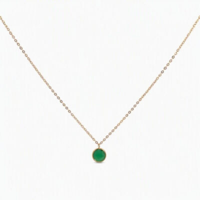 Collar Esmeralda redonda al bicel en oro amarillo 18k