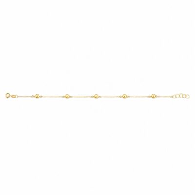 Pulsera de bolas con cadena en oro amarillo 18k