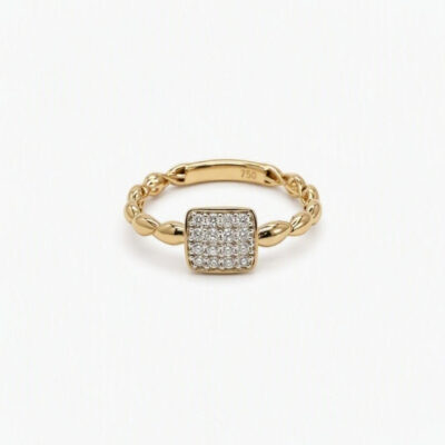 Sortija entorchado cuadrado de diamantes en oro amarillo 18k